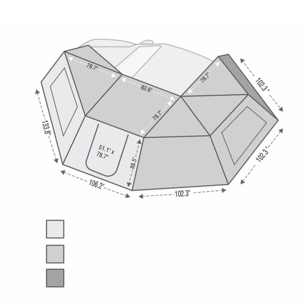 Overland Vehicle Systems Nomadic Awning 270 - Driver Side Wall 2 w/ Window - Dark Gray w/ Storage Bag