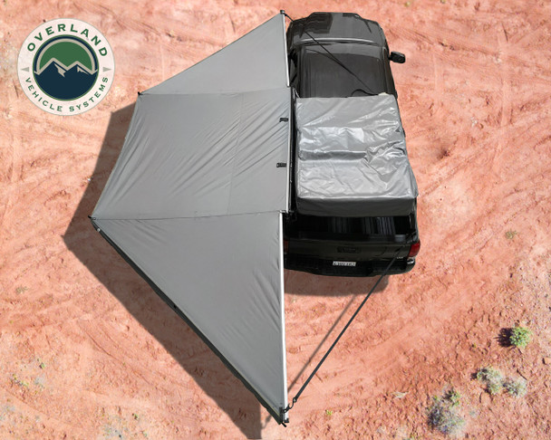 Overland Vehicle Systems Nomadic 180 Awning w/ Bracket Kit and Extended Poles - Dark Gray