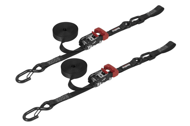 PRP Seats 11801-2 SpeedStrap 1??x 15??Ratchet Tie Down in Black with Snap ????Hooks and Soft Tie