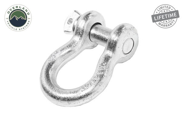 Overland Vehicle Systems 19019905 3/4" 4.75 Ton D-Ring Recovery Shackles in Zinc - Single
