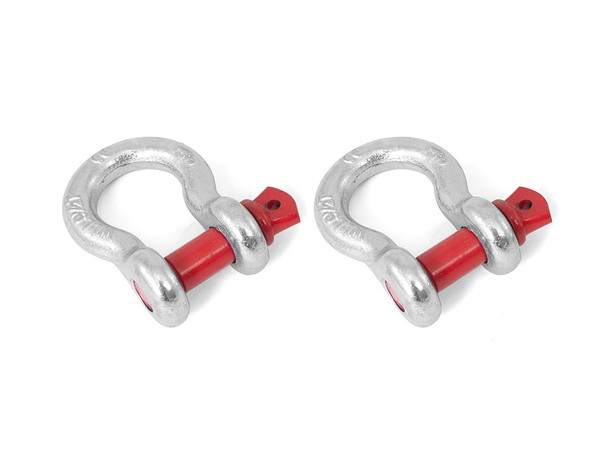 Rugged Ridge 5/8-Inch D-Ring Shackles Silver W/ Red pin