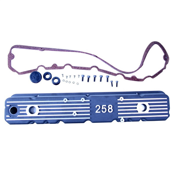 OMIX 17401.15 Black Aluminum Valve Cover for 81-87 CJ Series & Wrangler YJ with 4.2L 258c.i. Engine