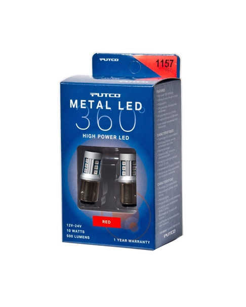 Putco 341157R-360 Metal 360 LED 1157 Red Rear Turn Signal Lamp Bulbs for 97-06 Jeep Wrangler TJ