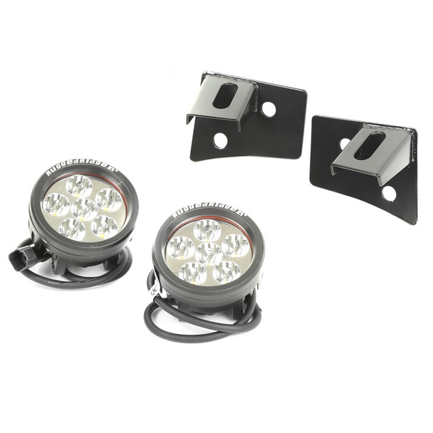 Rugged Ridge 11027.11 Windshield Light Bracket Kit in Black with Round LED Lights for 07-18 Jeep Wrangler JK