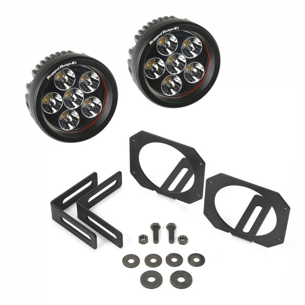 Rugged Ridge 11232.27 LED Round Fog Light Kit for 07-18 Jeep Wrangler JK