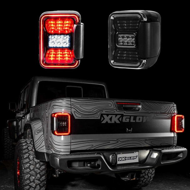 XKGLOW XK041028 LED Smoked Lens Tail Light Kit for 20-26 Jeep Gladiator JT