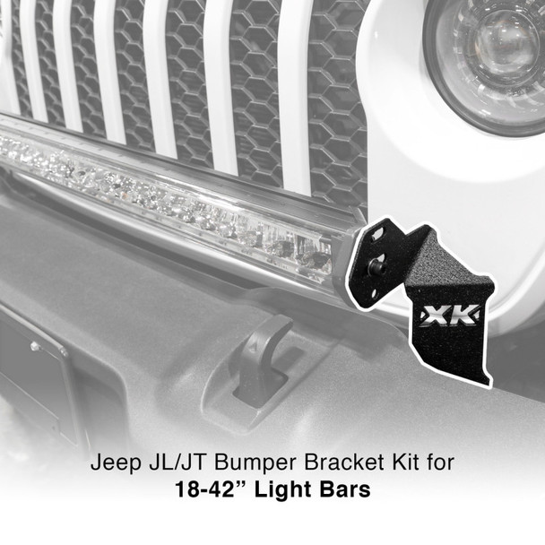 XKGLOW XK-BRC-JL-FB Front Bumper 18-42" Bar Bracket for 18-26 Jeep Wrangler JL & Gladiator JT
