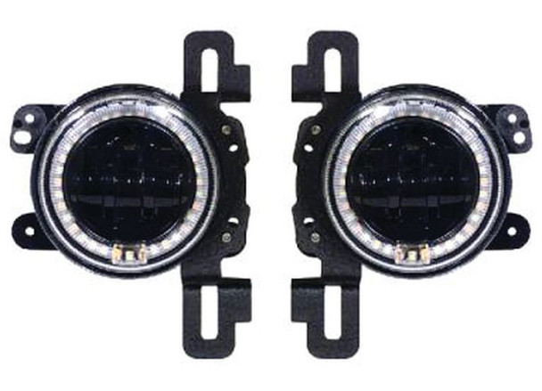 Quake LED QTE962 Halo 9" LED Headlights & Fog Lights with DRL for 18-26 Jeep Wrangler JL & Gladiator JT