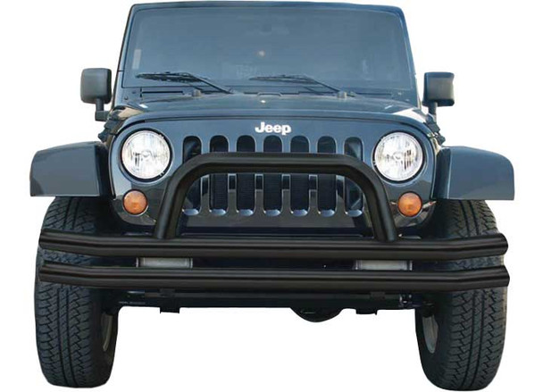 Rampage Products Front Double Tube Bumper with Hoop for 07-26 Jeep Wrangler JL, JK & Gladiator JT
