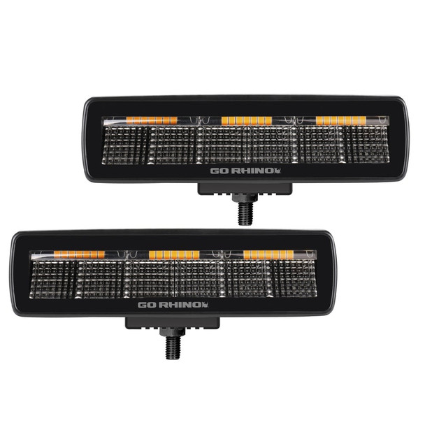 Go Rhino Blackout Combo Series Pair of Sixline Flood Lights With Amber Accent - 750600622FBS
