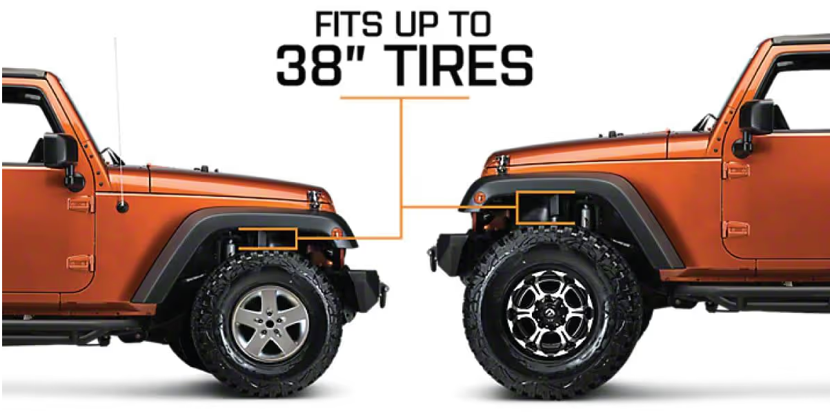 Lifted Jeep flexing on rock showing wheel clearance