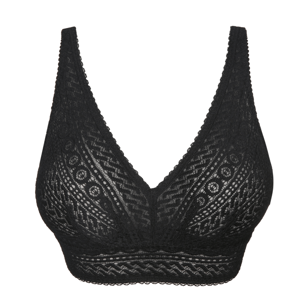 Wireless Bra in Black with lace overlay