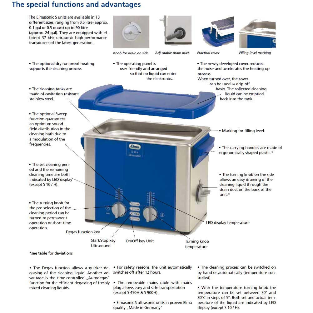 Elmasonic S300H Ultrasonic Cleaner, 7.5 gal. Sieve Cleaners