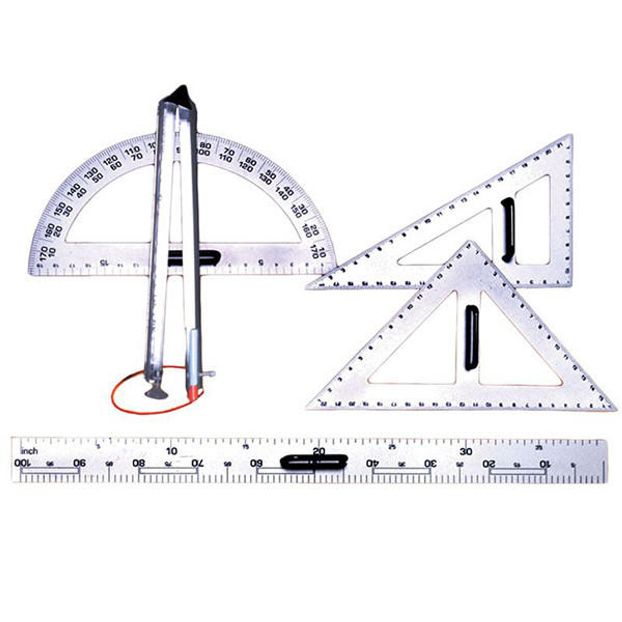 Geometry Set, Protractor, Ruler, 2 Triangles