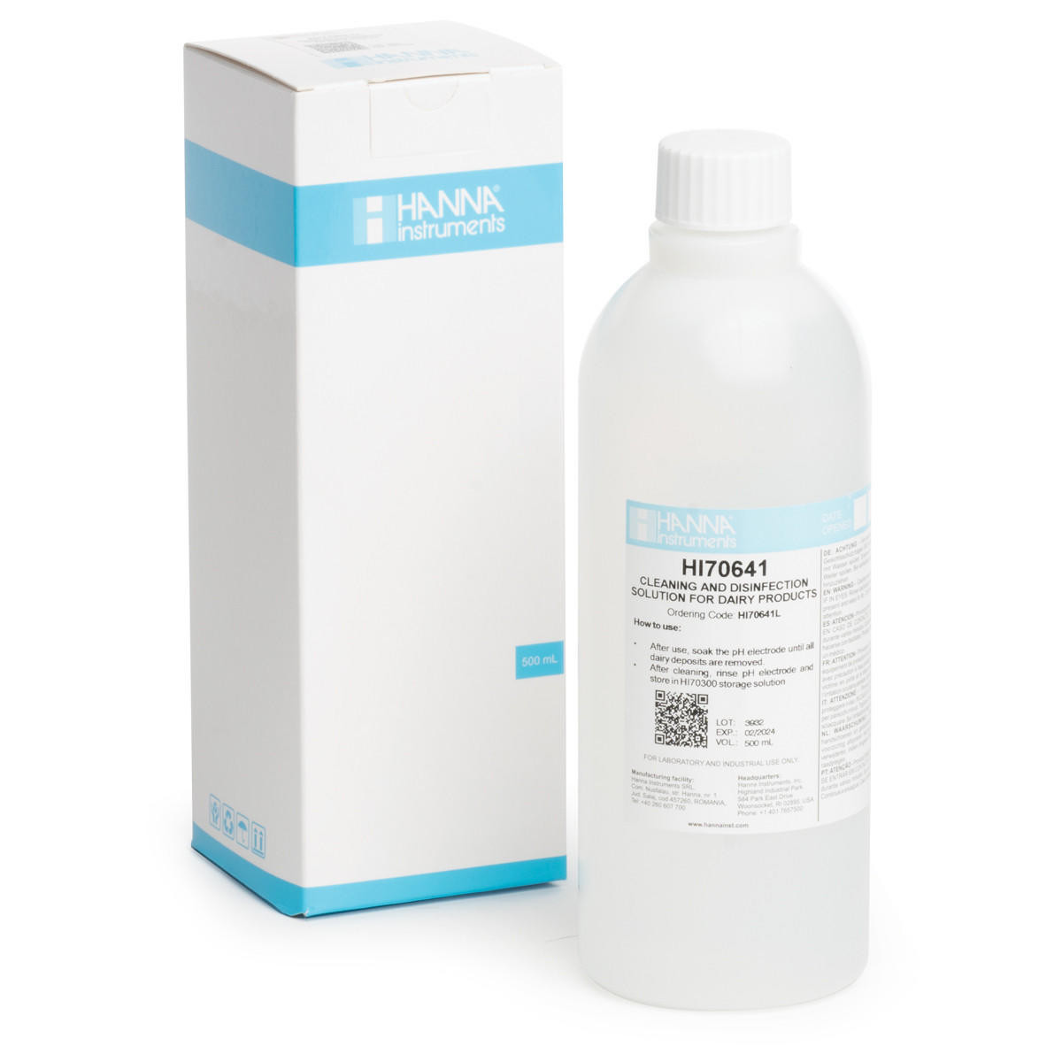 Hanna Instruments HI70641L Cleaning & Disinfection Solution for Dairy
