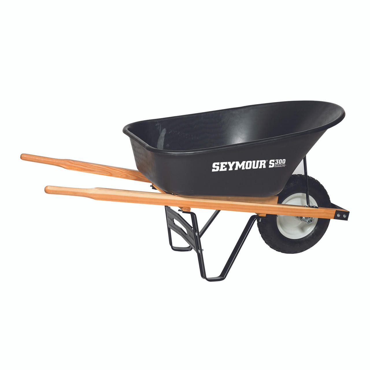 6 Cu. Ft. Wheelbarrow, Poly Tray & Wood Handles