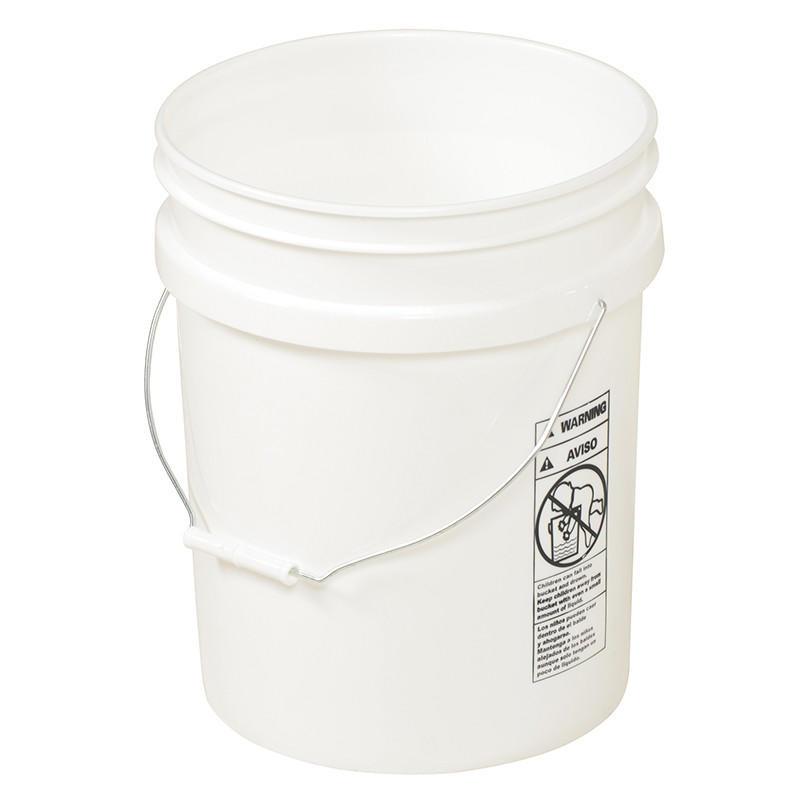 5 Gal Open Head Pail with Steel Handle, White