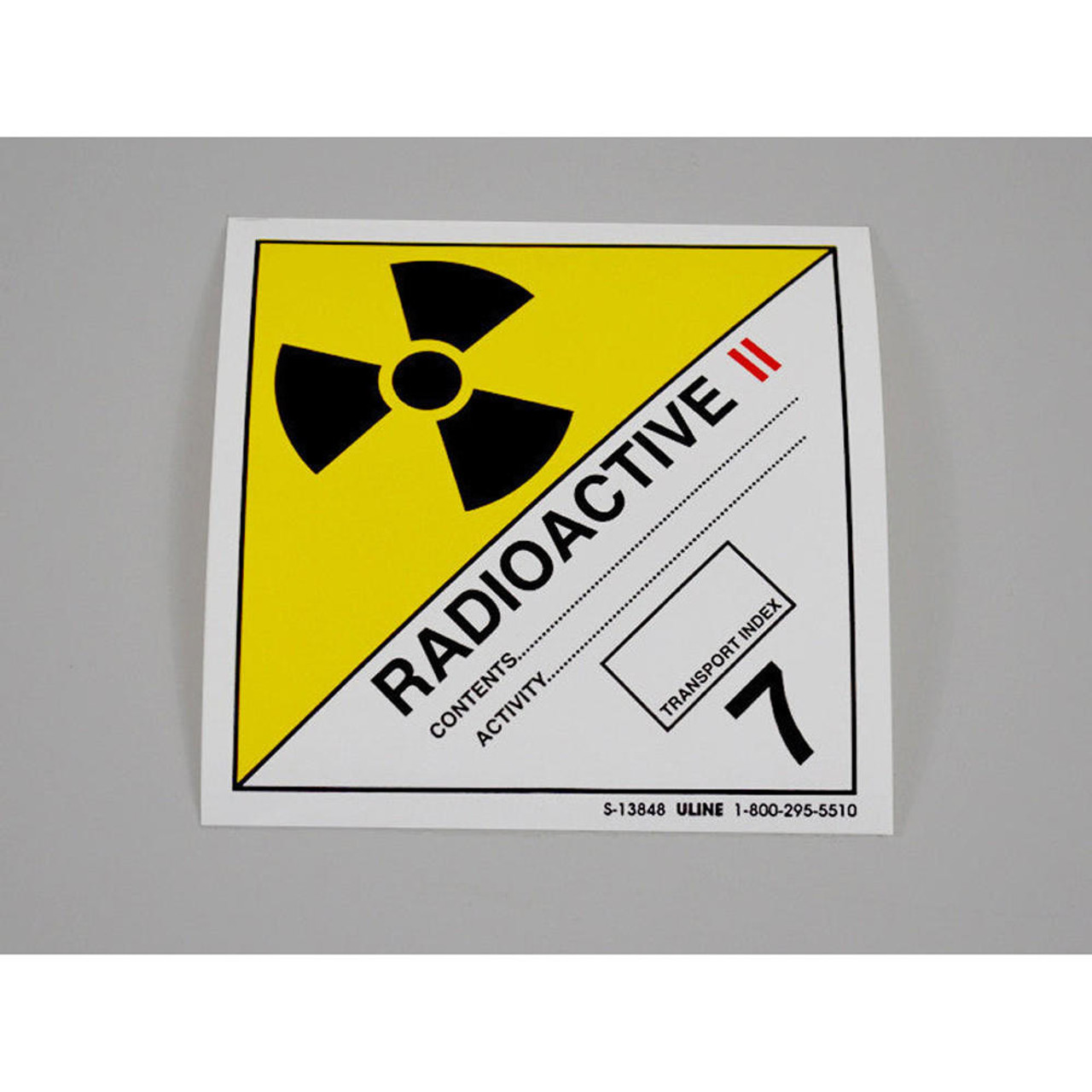 Yellow II Transport Label Blank for Nuclear Densitys