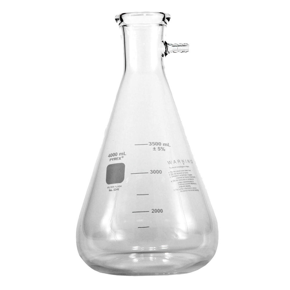 Large Flask Lab Glass Flasks Globe Glass 4000mL Filtering Flask - Lab Grade ...