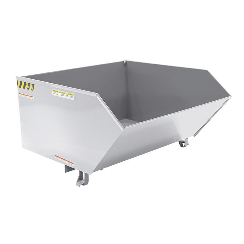 Steel Low Profile Self Dumping Hopper, 1 Cu Yd, 2000 lb., Silver