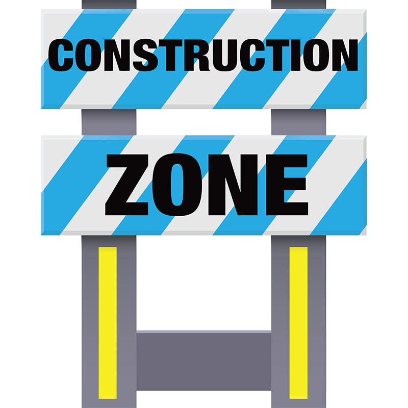 Plastic Folding Safety Barricade, "Construction Zone", Blue | CMTP