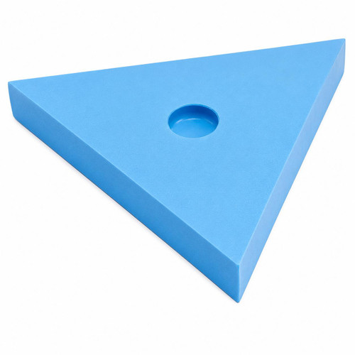 Gilson Company DSR Silicone Specimen Mold, 8mm, blue triangular-shaped mold with a circular cavity for specimen casting.