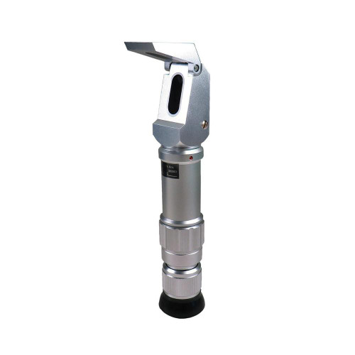 Sper Scientific Sugar/Brix Refractometer 0-80%, a precision optical instrument with a silver metallic body and an adjustable eyepiece for measuring sugar concentration in liquids.