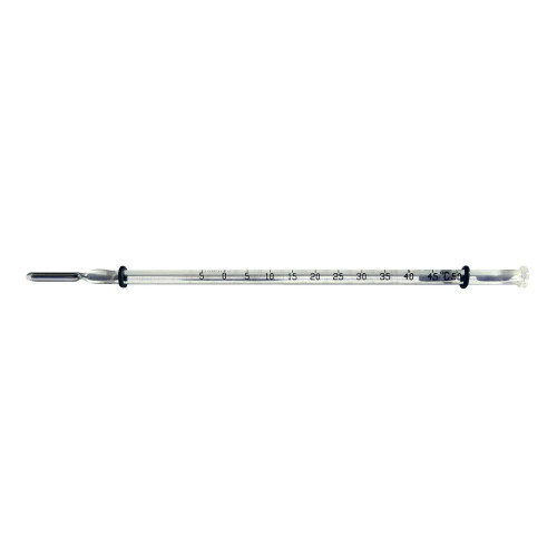Sper Scientific Celsius Refill for Sling Psychrometer, -5 to 50°C Red Liquid, a glass thermometer with temperature readings from -5°C to 50°C and red liquid inside.