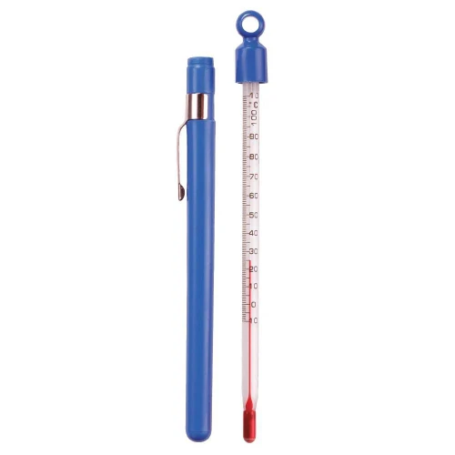 Sper Scientific Pocket Thermometers, 0 to 220F, box of 12, compact pocket-sized thermometers with blue caps for accurate temperature measurement.