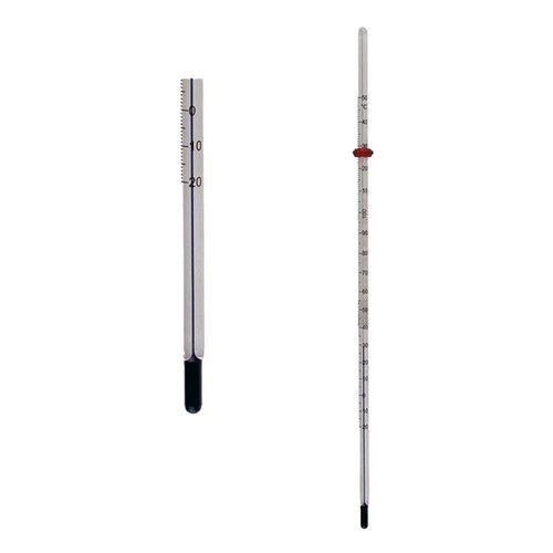 Gilson Company ASTM Equivalent S57C Non-Mercury Thermometer, -20 to 50C, with glass construction and temperature scale for scientific or laboratory use.