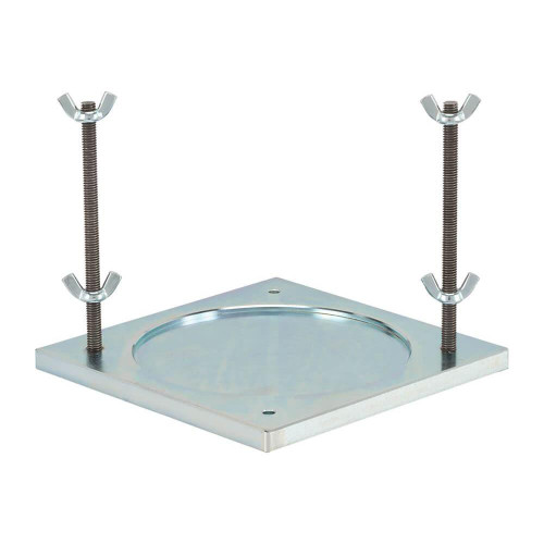 Gilson Company 6in Soil Density Base, metal base with two adjustable threaded rods and wing nuts for soil testing and density measurement.