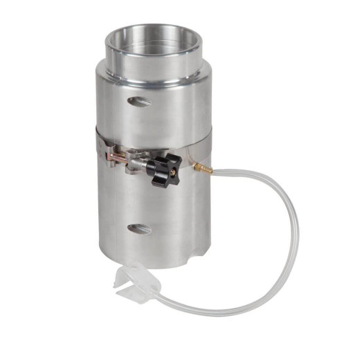 Gilson Company 3in Two-Part Vacuum Split Mold, stainless steel laboratory mold with vacuum line and control valve.