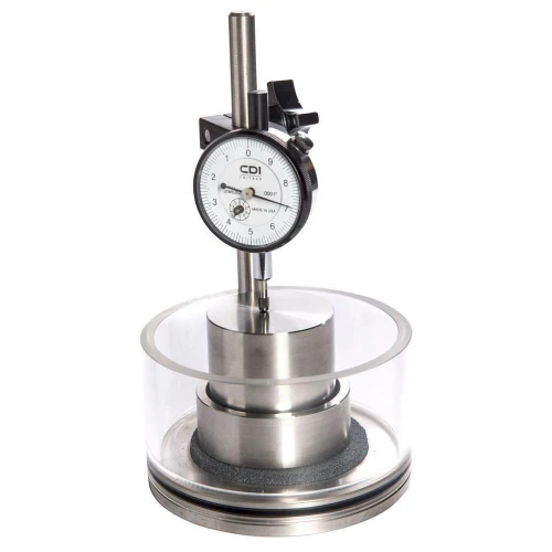 Gilson Company 60psf Basic Swell Consolidometer, 2.44 inch diameter, scientific testing equipment with dial indicator for measuring swell behavior of materials.