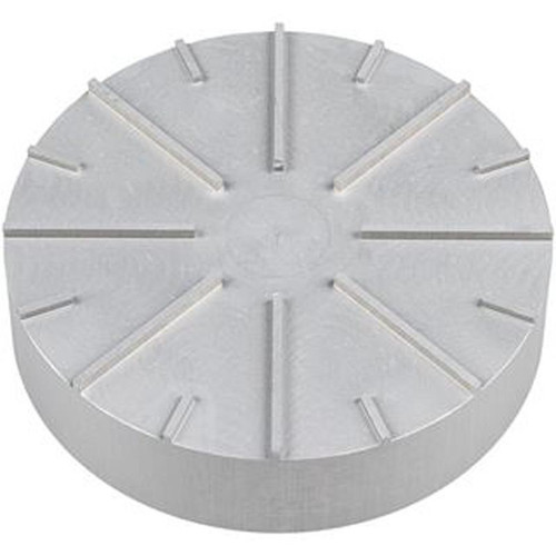 Gilson Company 2.5in Adjustable Soil Trimmer Top Platen, round white soil testing instrument part with engraved markings and adjustable features.