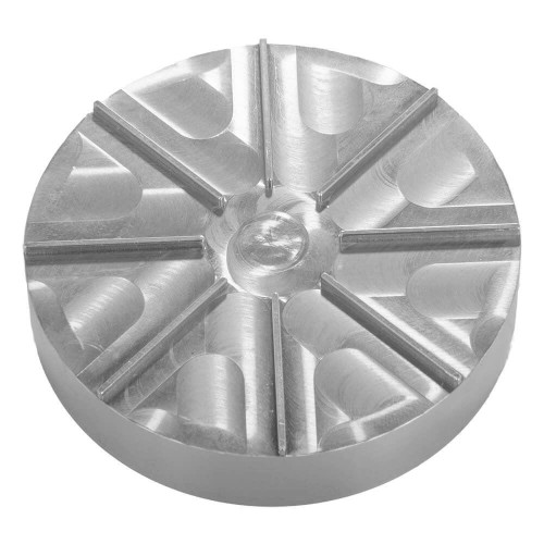 Gilson Company 2.8in Adjustable Soil Trimmer Top Platen, circular metallic soil testing equipment with adjustable sections.