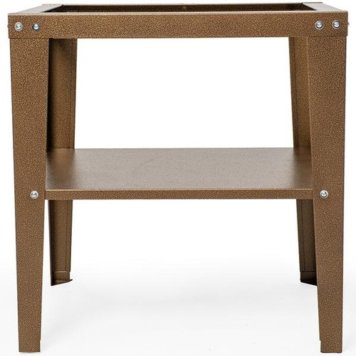 Quincy Lab Bench Oven Floor Stand, sturdy brown metal stand with a lower shelf for supporting Quincy bench ovens.