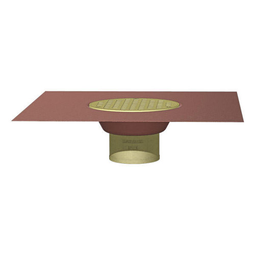 Thunderbird Products Thunderbird BD62F, 2in No-Hub Commercial Thin Membrane Deck Drain w/ 6in Round Bronze Grate 