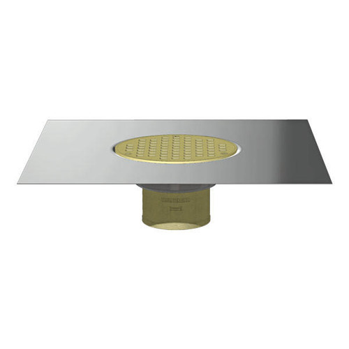 Thunderbird Products Thunderbird SBD63F, 3in SS No-Hub Commercial Thin Membrane Deck Drain w/ 6in Round Bronze Grate 