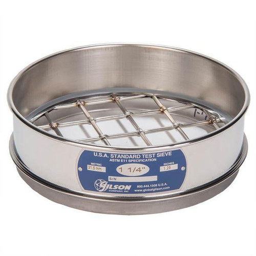 Gilson Company Gilson 8in Sieve, All Stainless, Full Height, 1-1/4in 