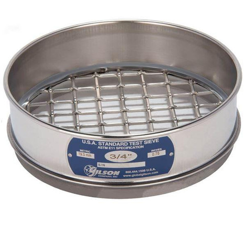 Gilson 8in Sieve, All Stainless, Full Height, 3/4in