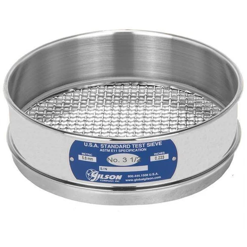 Gilson Company Gilson 8in Sieve, All Stainless, Full Height, #3-1/2 