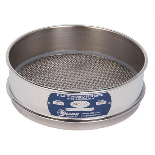 Gilson Company Gilson 8in Sieve, All Stainless, Full Height, #8 