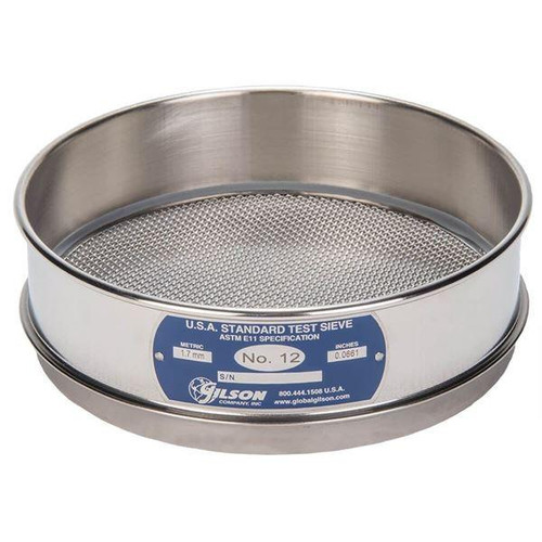 Gilson Company Gilson 8in Sieve, All Stainless, Full Height, #12 