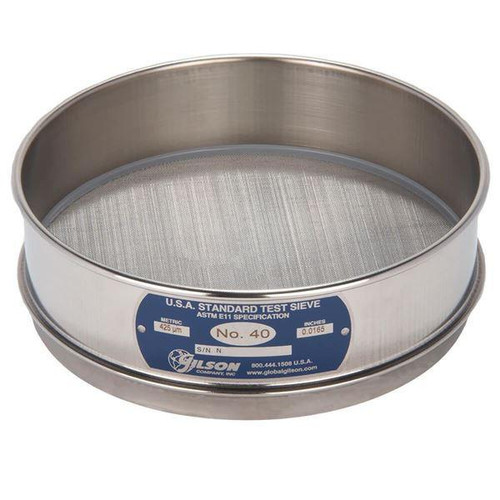 Gilson Company Gilson 8in Sieve, All Stainless, Full Height, #40 