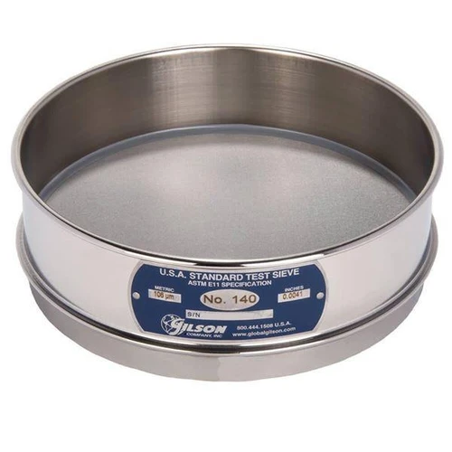 Gilson Company Gilson 8in Sieve with Backup Cloth, Stainless, Full Height, #140 