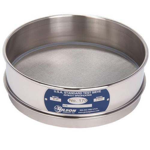 Gilson Company Gilson 8in Sieve with Backup Cloth, Stainless, Full Height, #170 