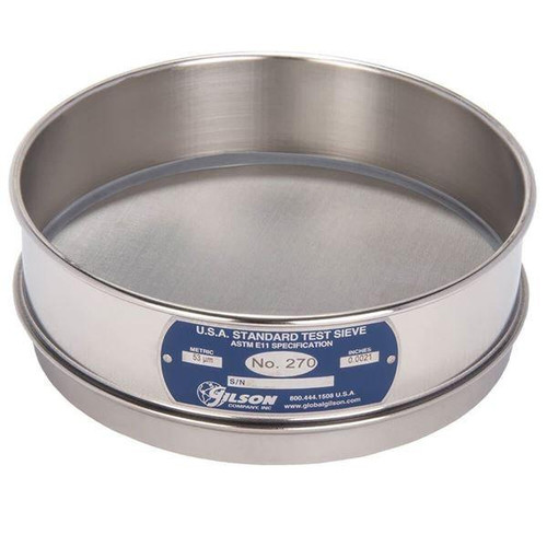 Gilson Company Gilson 8in Sieve with Backup Cloth, Stainless, Full Height, #270 