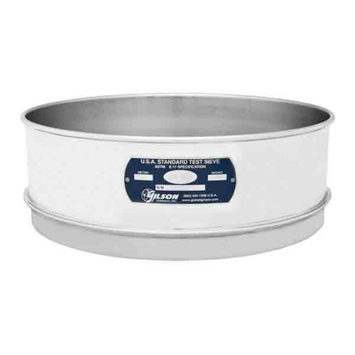 Global Gilson V12SF 2", 12in Diameter Full Height Sieve, Stainless Frame, Stainless Cloth, 2in (50.0mm)