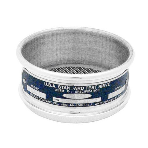 Global Gilson V3SH #5, 3in Diameter Half Height Sieve, Stainless Frame, Stainless Cloth, No.5 (4.0mm)