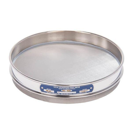 Gilson Company Gilson 8in Sieve with Backup Cloth, Stainless, Half Height, #325 